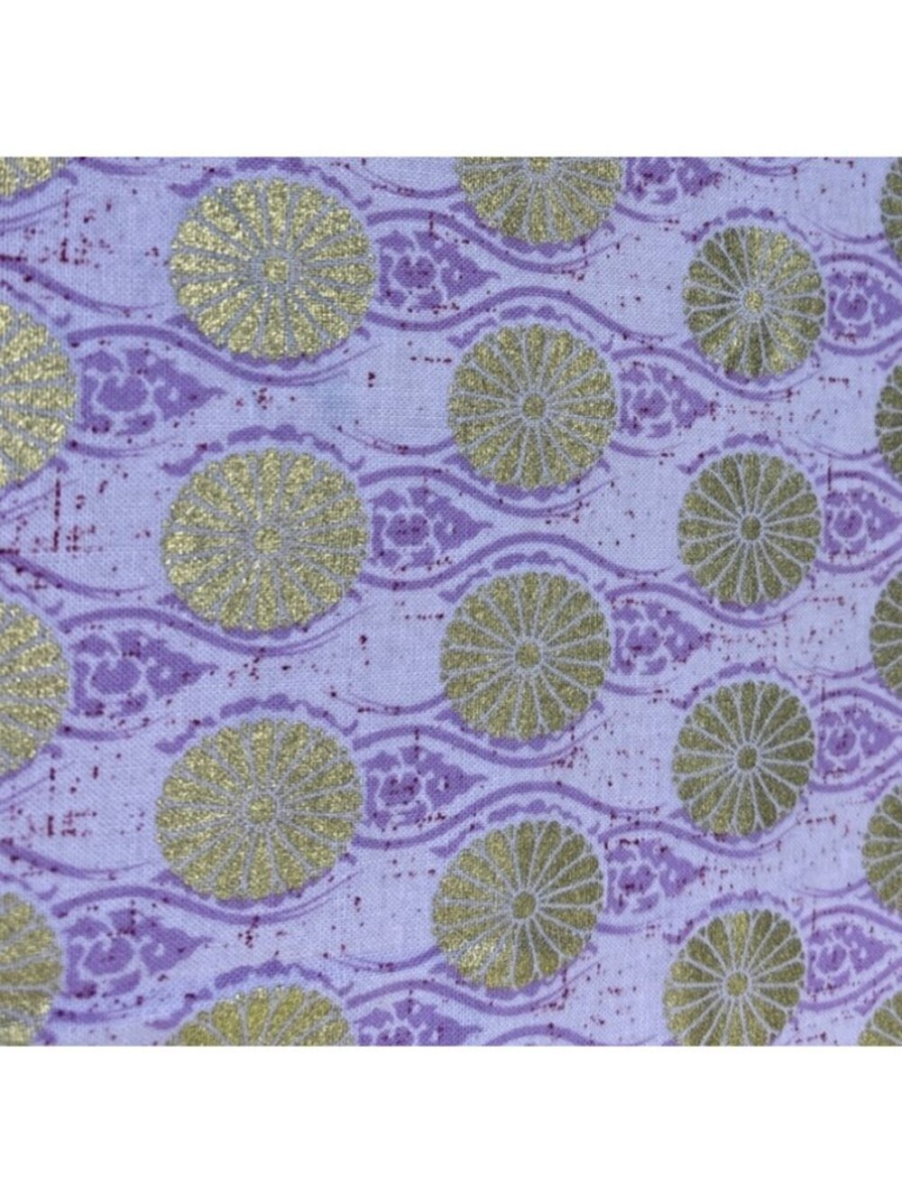 Gold & Lavender Fabric with Floral Pattern 16" x 22" U Brands Textured Cotton Bl